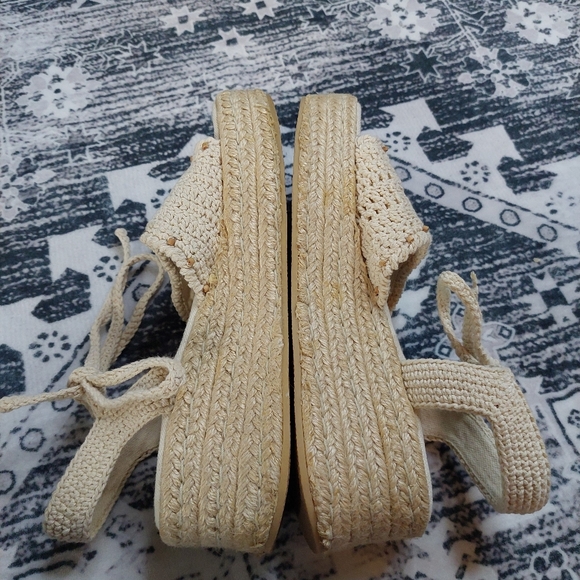 MUDD Vintage Y2K Crochet Beaded Bohemian Espadrille Sandals - Picture 4 of 7